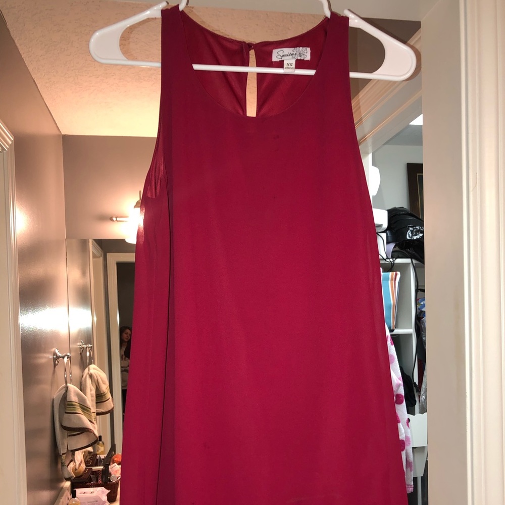 Burgundy/Red Dress with Lace Details on bottom